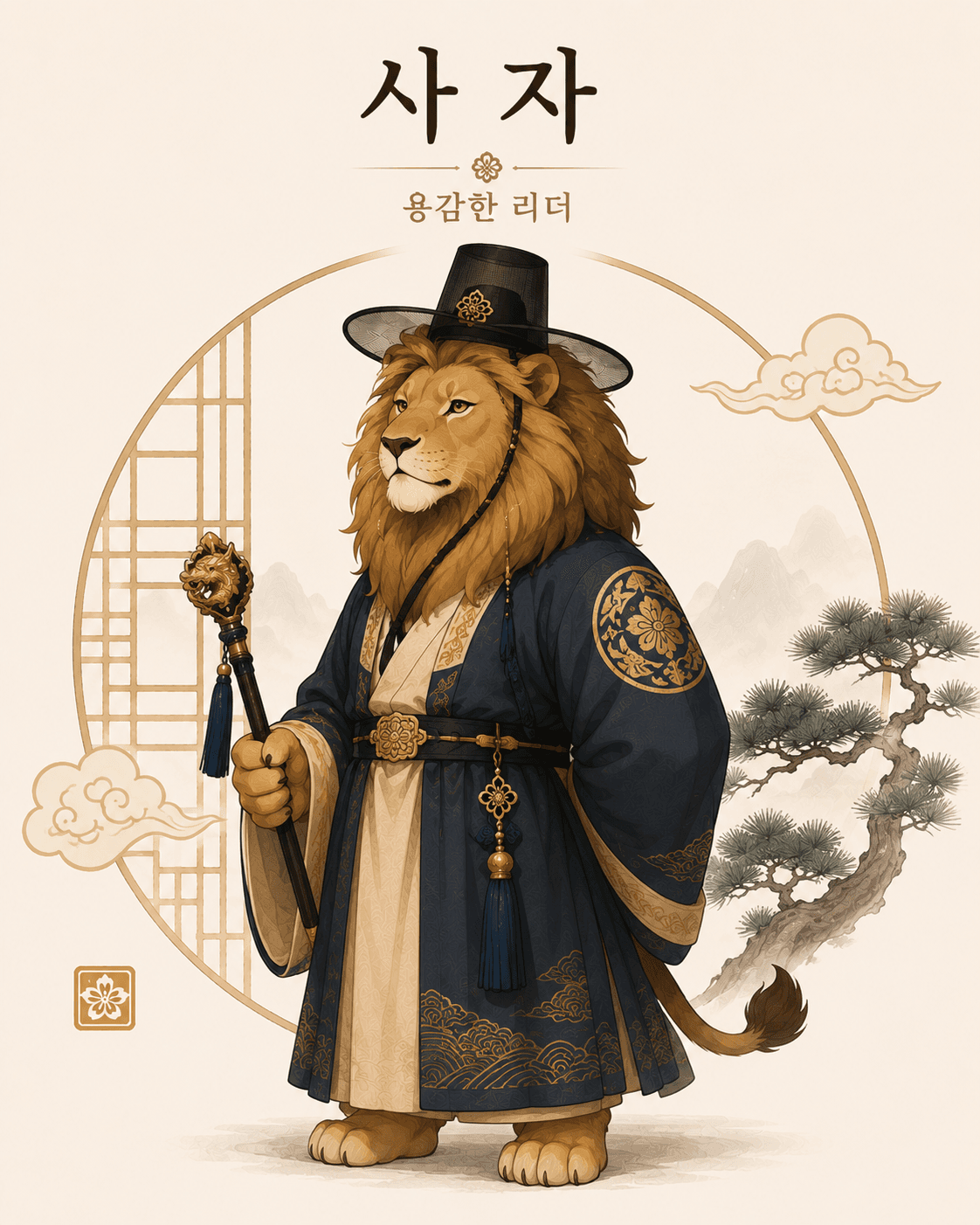 사자 캐릭터 일러스트