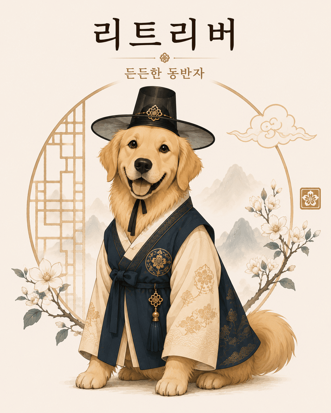 리트리버 캐릭터 일러스트